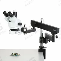 GLOBE SCIENTIFIC Microscope: Stereo, Trinocular, 3.5X to 225X, 200 mm, 225X, LED (MPN A-SM-8TW2-144S). Key specifications — attr1026048: GLOBE SCIENTIFIC; attr1026068: 225X; attr1026078: 3.5X to 225X; attr1026095: 200 mm.