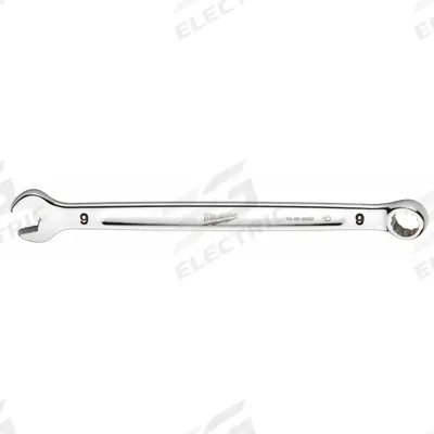 MILWAUKEE Combination Wrench: Chrome Vanadium Steel, Chrome, 9 mm Head Size - Metric 12-Point Combination Wrenches