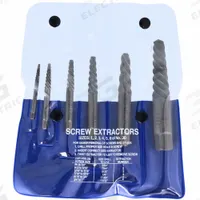 CLEVELAND Screw Extractor Set: 6 Pc, Spiral Flute, Size #1/#2/#3/#4/#5/#6, #8 to 1 in Capacity (MPN C00907). Key specifications — attr1030267: CLEVELAND; attr1030276: #8 to 1 in; attr1030283: C00907; attr1030273: #2; attr1075325: #8 to 1 in.