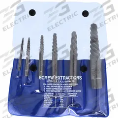 CLEVELAND Screw Extractor Set: 6 Pc, Spiral Flute, Size #1/#2/#3/#4/#5/#6, #8 to 1 in Capacity (MPN C00907). Key specifications — attr1030267: CLEVELAND; attr1030276: #8 to 1 in; attr1030283: C00907; attr1030273: #2; attr1075325: #8 to 1 in.