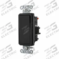 HUBBELL Wall Switch: Rocker Switch, 3-Way, Maintained, Black, 120/277V AC, 20 A (MPN DS320STBK). Key specifications — Illuminated: No; Voltage Rating: 120/277V AC.
