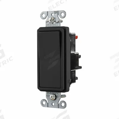 HUBBELL Wall Switch: Rocker Switch, 3-Way, Maintained, Black, 120/277V AC - Rocker Wall Switches
