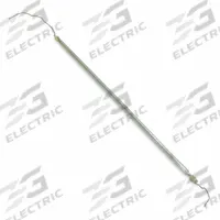 FOSTORIA Electric Infrared Tubular Heater Element: For 343/Mfr. No. 342/MM-33A, 2,500 W Output (MPN 630-25489). Key specifications — Connection Type: 5-1/2 in Pigtail; Color: Clear; Heater Mounting Position: Horizontal Burn; Product Type: Electric Infrared Tubular Heater Element; For Use With: MM-33A; Voltage: 480V AC; Includes: 5-1/2 in Wire Leads; Brand: FOSTORIA.