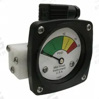 MIDWEST INSTRUMENT 3-Color Differential Pressure Indicator: 1,000 psig Max. Static Pressure, 522 (MPN 522P-020-LE). Key specifications — Brand: MIDWEST INSTRUMENT; Accuracy: ±5% of Full Scale; Sensor Material: Buna-N; Housing Material: Acetal Plastic; Transition Points: 0 psid to 10 psid (Green) / 10 psid to 15 psid (Yellow) / 15 psid to 20 psid (Red).