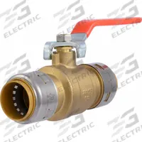 SHARKBITE Manual Two-Way Ball Valve: 1 in, Brass, Straight, Push x Push, 250 psi Max. Pressure (CWP) (MPN UR22223G). Key specifications — Brand: SHARKBITE; Handle: Lever.
