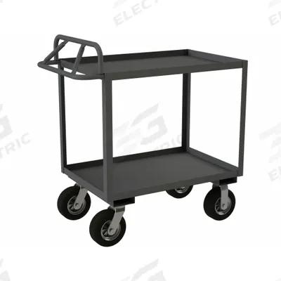 APPROVED VENDOR Utility Cart: 1,200 lb, 36 in L x 24 in W Shelf, 2 Shelves, Gray - Utility Carts with Rough Surface Wheels
