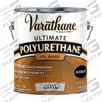 VARATHANE Finish: Finish, Interior, Oil, 1 gal Container Size, Wood, Satin, Clear, Clear, Ultimate (MPN 9132). Key specifications — Brand: VARATHANE; Transparency: Clear; Use Location: Interior; Sheen: Satin; Sub-Brand: Ultimate; Color: Clear.