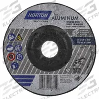 NORTON Depressed Center Wheel: Type 27, 5" x 1/4" x 7/8", Aluminum Oxide, 20 Grit (MPN 66252849375). Key specifications — Series: Norton for Aluminum; Brand: NORTON.