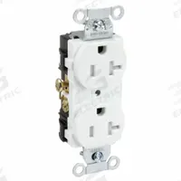 HUBBELL Receptacle: Duplex, 5-20, White, 125V AC, 20 A, 2 Pole / 3 Wire (MPN CR20WHITR)