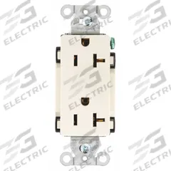 BRYANT Receptacle: Decorator Duplex, 5-20, Light Almond, 125V AC, 20 A, 2 Pole / 3 Wire (MPN DRS20LA)
