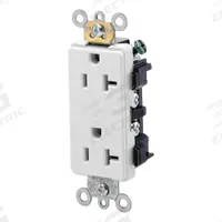 LEVITON Receptacle: Decorator Duplex, 5-20, White, 125V AC, 20 A, 2 Pole / 3 Wire (MPN 16342-W)