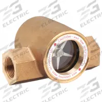 DWYER Window Sight Flow Indicator with Impeller: Rotor, Bronze, 3/8 in FNPT, 3/8 in Connection Size (MPN SFI-300-3/8). Key specifications — For Media Type: Glycol; Brand: DWYER; Sight Material: Tempered Glass; Connection Type: FNPT; Flow Direction: Vertical Down; Seal Material: Buna-N; Wetted Material: Buna-N.