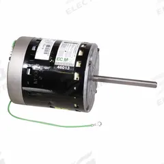 PACKARD Evaporative Cooler Motor: 48 Frame Size, Belly Band, ECM, Open, 1/3 hp, 115/230V AC (MPN 46013). Key specifications — attr1392872: PACKARD; attr1392871: 46013; attr1398782: Constant Torque; attr1398787: PSC Indoor Blower Motor; attr1398789: 48; attr1398792: 3.0 A; attr1398815: 1,075 RPM; attr1398819: 115/230V AC.