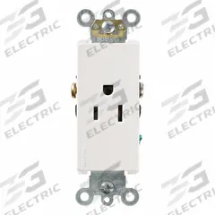 LEVITON Plugs and Receptacles: Single, 5-15, White, 125V AC, 15 A, 2 Pole / 3 Wire (MPN 16241-W)