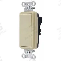 HUBBELL Wall Switch: Rocker Switch, 3-Way, Maintained, Ivory, 120/277V AC, 20 A (MPN SNAP2123I). Key specifications — Illuminated: No; Voltage Rating: 120/277V AC.