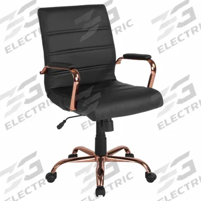 FLASH FURNITURE Office Chair: Whitney, Black, Faux Leather Material, 19 1/2 in Back Ht - Fixed-Arm Office Chairs