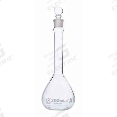 GLOBE SCIENTIFIC Volumetric Flask: 200 mL, Colorless, A, 0.20 mL - Glass Volumetric Flasks