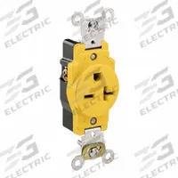 LEVITON Duplex Receptacle Outlet: Single, 6-20, Yellow, 250V AC, 20 A, 2 Pole / 3 Wire (MPN 5461-CR)
