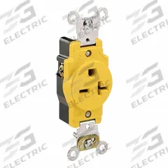 LEVITON Duplex Receptacle Outlet: Single, 6-20, Yellow, 250V AC, 20 A, 2 Pole / 3 Wire (MPN 5461-CR)