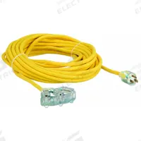 APPROVED VENDOR Extension Cord: Outdoor Use, 50 ft Lg, 3 Outlets, 5-15P, 12/3, SJTOW, Yellow (MPN 4GAC5). Key specifications — Brand: APPROVED VENDOR; Temperature Rating: -58° to 194°F; NEMA Plug Configuration: 5-15P.