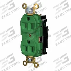 HUBBELL Receptacle: Duplex, 5-15, Green, 125V AC, 15 A, 2 Pole / 3 Wire (MPN HBL5262STGN)