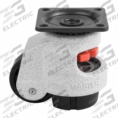 FOOT MASTER Plate Caster: Nylon Tread, 42 mm Wheel Dia, 71 mm Mounting Ht - General Purpose Leveling Plate Casters