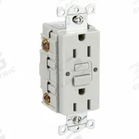 HUBBELL GFCI Receptacle: Duplex, 5-15, Gray, GFCI, 125V AC, 15 A, 2 Pole / 3 Wire (MPN GFRWR15GRY)
