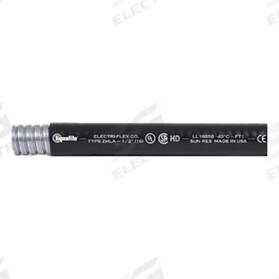 LIQUATITE Conduit: 2 in Trade Size, Black, 25 ft Nominal Lg - Low Smoke & Flame Retardant Liquid-Tight Flexible Metal Conduit
