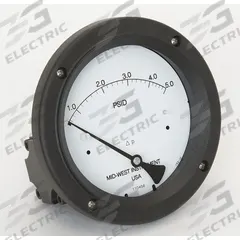 MIDWEST INSTRUMENT Differential Pressure Gauge: Back, 1/4 in NPT Female, Model 142, 4 1/2 in Dial (MPN 142-AC-00-OO-5P). Key specifications — Sensor Type: Diaphragm; Series: Model 142; Housing Material: Aluminum; Certificate of Calibration: Not Included.