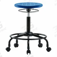 Stool: Polyurethane, Ht Range 22 1/2 in to 30 1/2 in, 13 in Seat Wd, 13 in Seat Dp, 0 Glides, Blue (MPN IPMBSO-RT-RC-BLU). Key specifications — Brand: APPROVED VENDOR; Foot Support: Yes; Base Material: Steel; ESD-Safe: Not ESD Safe; Number of Casters: 5.