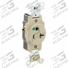LEVITON Hospital Grade Receptacles: Hospital Grade, Single, 5-20R, Ivory, 125V AC, 20 A (MPN 8310-I)