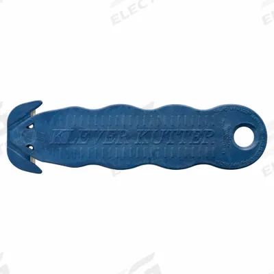KLEVER Safety Cutter: 4 5/8 in Overall Lg, Contoured Handle, Textured, Stainless Steel - Disposable Dual-Hook Safety Cutters