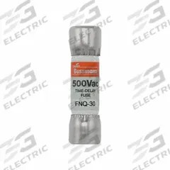 BUSSMANN Fuse: FNQ Series, Midget, Time-Delay, 800 mA, 500 V AC, 13/32 in x 1 1/2 in, Non-Indicating (MPN FNQ-8/10). Key specifications — Series: FNQ; Brand: BUSSMANN.