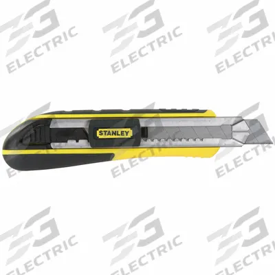 STANLEY Snap-Off Utility Knife: 7 in Overall Lg, Rubberized, 8 Segments, 6 Blades Stored - 18mm Blade Snap-Off Knives