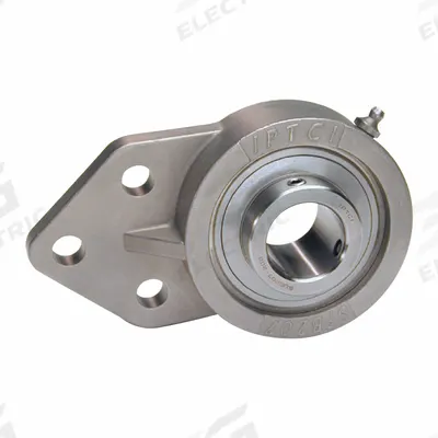 IPTCI BEARINGS Flange Mount Bearings: Radial Ball, 1 1/4 in Bore, SS, Set Screws - Food-Grade Flange-Mount Ball Bearings