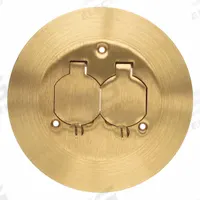 HUBBELL WIRING DEVICE-KELLEMS Floor Box Cover and Carpet Flange: Round, Gold, Brass, Brushed (MPN SF3925). Key specifications — Brand: HUBBELL WIRING DEVICE-KELLEMS; Color: Gold; Cover Shape: Round; Finish: Brushed; Material: Brass.