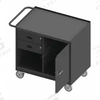 DURHAM MFG Mobile Cabinet Workbench: 36 in x 24 in, Steel, 1,200 lb Overall Load Capacity, Gray (MPN 3118-95). Key specifications — Included Components: Handle on Side; Assembly: Fully Assembled; Brand: DURHAM MFG.