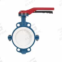 GHIBSON Butterfly Valve: 10 in Pipe Size, Concentric, 150 psi Max. Pressure (CWP), Wafer, PTFE, FKM (MPN 550P-10). Key specifications — Brand: GHIBSON; Handle Type: Bare Stem; Disc Material: Stainless Steel.