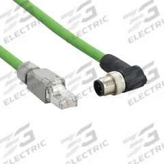IFM Ethernet Cable: Cat5e, M12 Male Right Angle x RJ45 Male Straight, 2 m Lg, PVC, Green, D Coding (MPN E12226). Key specifications — Brand: IFM; Cable Jacket Color: Green; End 1 Coding: D; IP Rating: IP67; Performance Category: Cat5e.