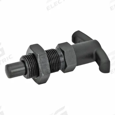 JW WINCO Indexing Plungers with T-Handle: Nonlocking, Steel Body & Plunger, M12x1.5 - Nonlocking T-Handle Indexing Plungers with Jam Nut