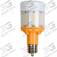 HID Replacement LED Bulb: Corncob ED23-1/2, Medium Screw (E26), 80 W Watt, 4000K, LED, 120 to 277V (MPN LED80ED23.5/740/HAZ). Key specifications — Color Temperature: 4000K; Brand: GE LAMPS; Shatter-Resistant: No.