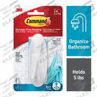 COMMAND Hook: 5 lb Wt Capacity, 1 Points per Hook, White, 4 in Overall Ht, 1 1/2 in Overall Wd (MPN 17083B-ES). Key specifications — Brand: COMMAND; Color: White.