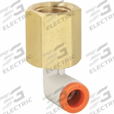 SMC Push-Fit Elbow Fitting: 1/4 in OD x 3/8 in Pipe Size, Push-to-Connect x FNPT - Polybutylene & Brass Tube Fittings