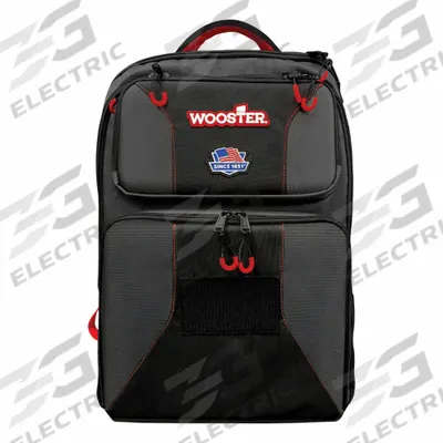 WOOSTER Tool Bag: 16 in W 11 in D 22 in H, Black - Polyester Tool Backpacks