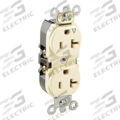 LEVITON Receptacle: Duplex, 5-20, Light Almond, 125V AC, 20 A, 2 Pole / 3 Wire (MPN 5362-IGT)