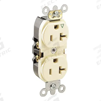 LEVITON Receptacle: Duplex, 5-20, Light Almond, 125V AC, 20 A, 2 Pole / 3 Wire (MPN 5362-IGT) - General Purpose Receptacles