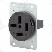 LEVITON Straight Blade Receptacle: Single, Black, 120/208V AC, 50 A, 4 Pole / 4 Wire (MPN 8350)