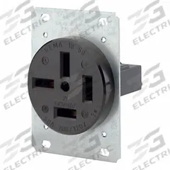 LEVITON Straight Blade Receptacle: Single, Black, 120/208V AC, 50 A, 4 Pole / 4 Wire (MPN 8350)