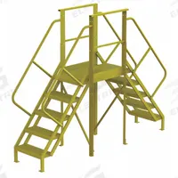 TRI-ARC Crossover Bridge: 4.2 ft Platform Ht, Steel, 1,000 lb Load Capacity, Serrated, 5 Steps (MPN 7CY82). Key specifications — Brand: TRI-ARC; Color: Yellow; Tread Type: Serrated.