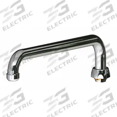 CHICAGO FAUCETS Spout: Spout, Arc, Swivel Spout, Brass, Polished Chrome, Laminar, 12 in Spout Reach (MPN L12E1JKABCP). Key specifications — Includes: Mounting Hardware; Product Type: Spout; Spout Style: Swivel; Body Material: Brass; Color/Finish: Polished Chrome; Brand: CHICAGO FAUCETS.